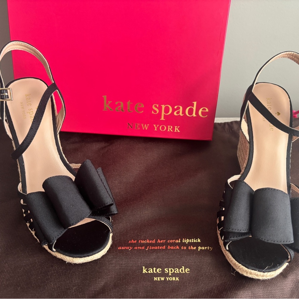 Kate Spade Black Wedge Espadrilles